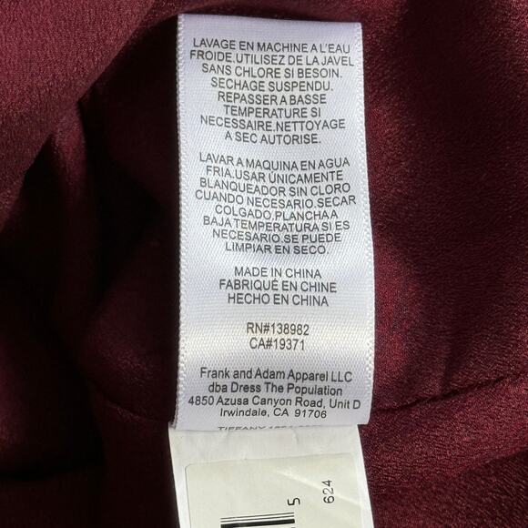 Dress the Population Tiffany One Shoulder Midi‎ Dress Burgundy Size Large NWT - Picture 12 of 13